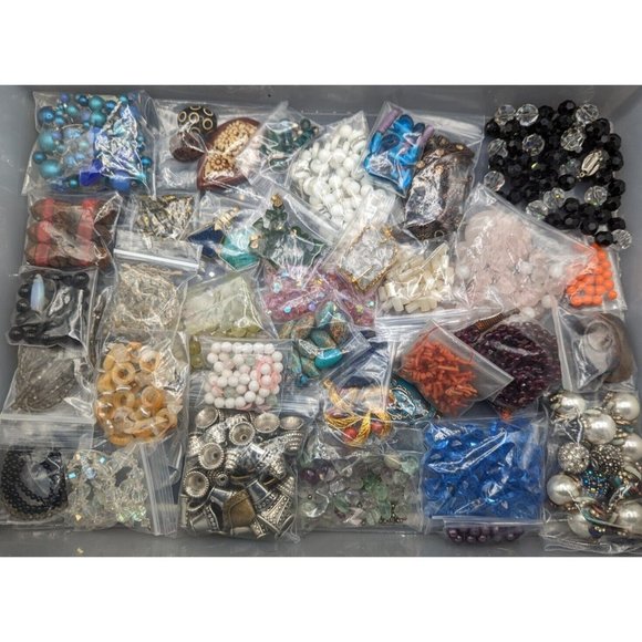 Huge Lot Loose Beads Crystal Stone Glass Many Vintage Jewelry Making Craft Lbs - Picture 9 of 9